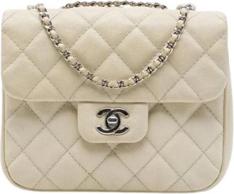 Chanel Pre-owned Vintage Flap Bag - Dames - Vintage Schoudertas - Beige - ONE Size - Leer - Vintage