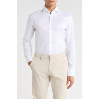 BOSS Hank Kent Slim Fit Cotton Dress Shirt in Wht at Nordstrom Rack, Size 15.5 - R