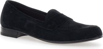 Lidfort Mens Loafers Rounded Toe Blue Suede Calf Leather