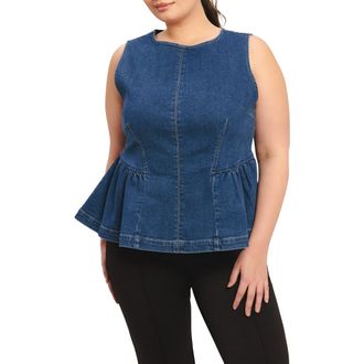 Flying Tomato Denim Peplum Top in Medium Indigo at Nordstrom Rack, Size 3 X