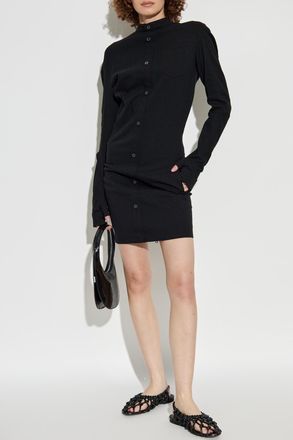 Issey Miyake Long Sleeve Dress, Womens, Black