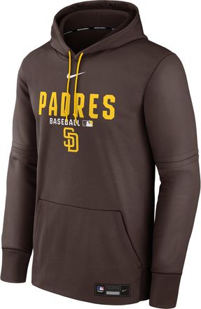Nike Mens San Diego Padres Authentic Collection Nike Therma MLB Pullover Hoodie in Brown | NAC3917ZPYP-RMG
