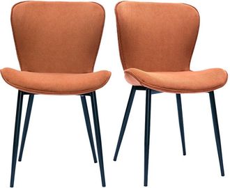 Miliboo Set De 2 Sillas De Dise&ntilde;o De Pana Terracota Y Metal Negro Addict