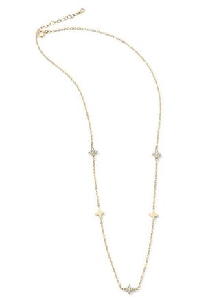 Argento Vivo Pav&eacute; Flower Station Necklace in Gold at Nordstrom