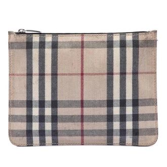 Burberry Pre-owned Clutches, female, Beige, Size: ONE SIZE Pre-owned Canvas Pouch