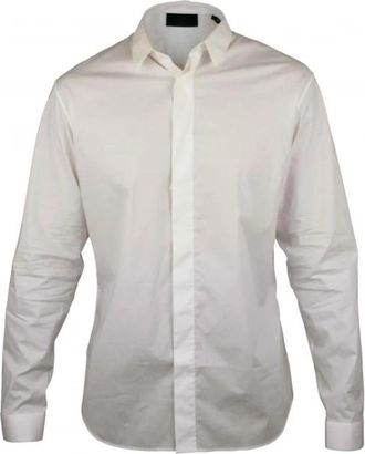 Philipp Plein Cotton Shirt - Heren - Zakelijke Overhemden - Wit - L - Katoen - Overhemden