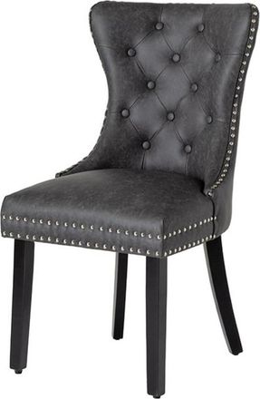 Global Interiors Eleganter Design Stuhl Castle mit Griff - Kunstleder Schwarz