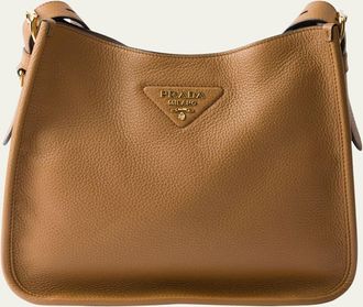 Prada Medium Daino Soft Leather Hobo Crossbody Bag