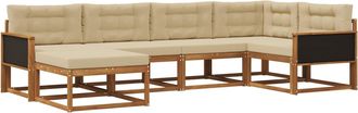 vidaXL Conjunto De Sof&aacute;s De Exterior 6 Uds. Natural Y Beige Vidaxl