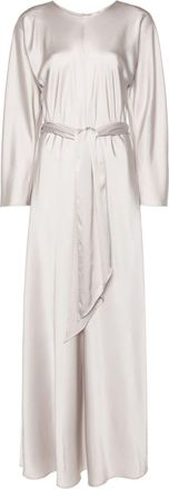 Forte_Forte belted satin maxi dress - women - Silk/Spandex/Elastane - II - Neutrals