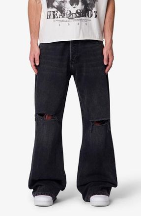 mnml Distressed Kick Flare Jeans in Washed Black at Nordstrom, Size 34