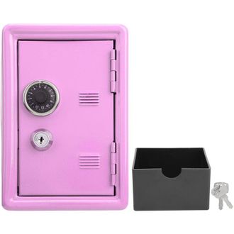 OEM Estuche Peque&ntilde;o Para Guardar Dinero Y Llaves Para Ni&ntilde;os, Caja Fuerte De Metal De Imitaci&oacute;n, Regalo Innovador, Color Rosa-crezuo
