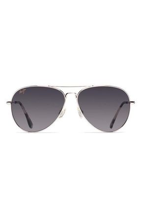 Maui Jim Mavericks 61mm Polarized Oversize Aviator Sunglasses in Silver at Nordstrom