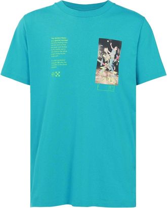 Off-white Mens Off-White C/O Virgil Abloh Skeleton Character Printing Short Sleeve Ordinary Version Blue T-Shirt OMAA027R201850143988