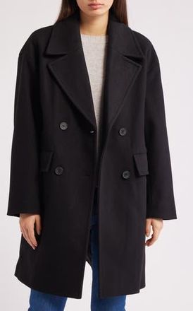 Lucky Brand Boxy Double Breasted Coat in Black at Nordstrom Rack, Size X-Large
