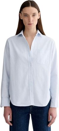 Everlane Everlane Womens The Must-Have Oxford Shirt, White/Blue, 00