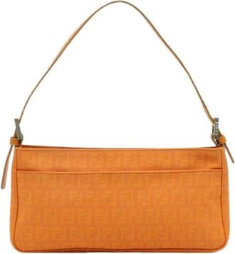 Fendi Pre-owned Shoulder Bags, female, Orange, Size: ONE SIZE Pre-owned Canvas fendi-bags