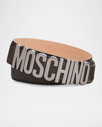 Moschino Men & apos;s Logo-Hardware Leather Belt