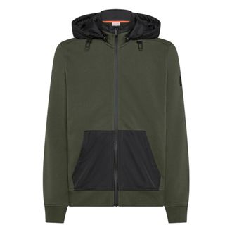 Sun 68 Hoodies & sweatvesten, Heren, Groen, XL, Katoen, Zip Hoodie Bomber met Afneembare Capuchon