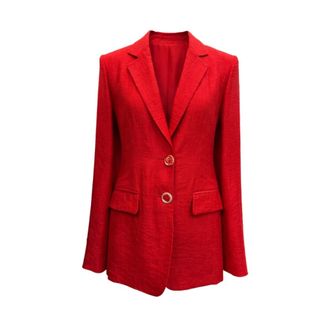 Maliparmi Blazers, female, Red, Size: 2XL Giacca in lino a due bottoni