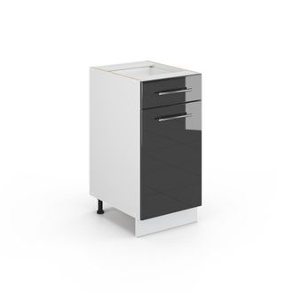 Vicco Mueble Bajo De Cocina Fame-line, Antracita Alto Brillo, 40 Cm Sin Encimera Vicco