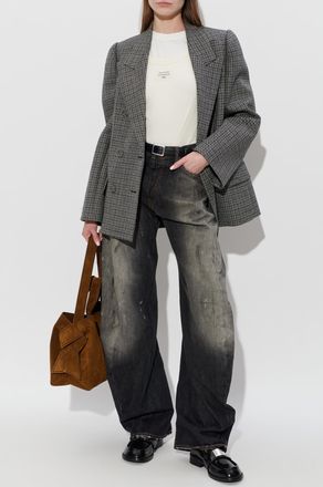 Acne Studios T-shirt With Logo Patch, Womens, Cream