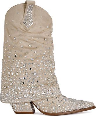 Azalea Wang Christos Block Bootie in Beige at Nordstrom, Size 7.5