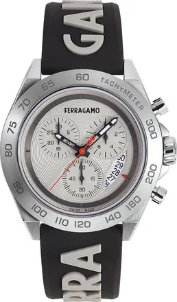 Ferragamo Chronograph Silicone Strap Watch, 43mm in Silver at Nordstrom