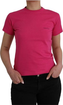 Balenciaga T-shirt met korte mouwen en ronde hals - Dames - T-shirts - Roze - M - Katoen - Tops