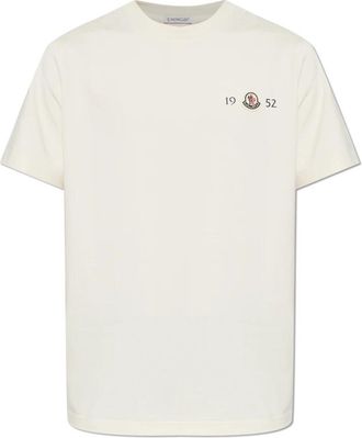 Moncler T-shirt met logopatch - Heren - T-shirts - Beige - XL - Katoen - Tops