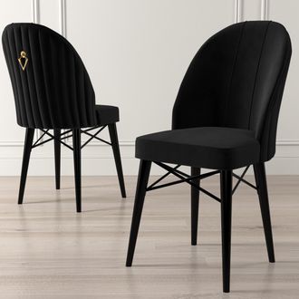Dmora Silla Perillis, 6 Sillas, Acolchadas, Peso Soportado 120 Kg, Negro