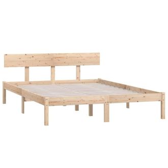 Berkfield Home Modern Bed Frame Solid Wood Pine 140x190 cm in Light Brown