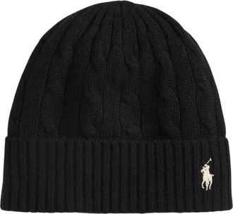Ralph Lauren Cable Knit Beanie - Dames - Hoeden - Zwart - ONE Size - Wol - Accessoires