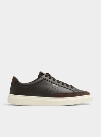 BOSS Mens Kieran brown leather sneakers Men
