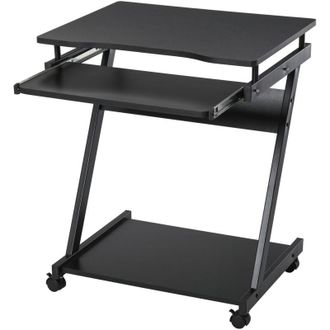 HOMCOM Tavolo Scrivania Porta pc Piano Tastiera a Scomparsa e 4 Ruote Nero - Homcom