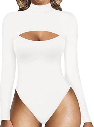 Generic Shffuw Shapewear for Woman, Tummy Control Waist Trainer Butt Lifter Slimming Bodysuit Neck Cutout Front Shirt Anti Chafing Soft Comfy Body Shaper Fash