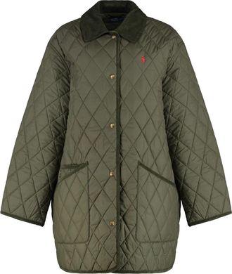 Polo Ralph Lauren Gewatteerde jas met corduroy kraag - Dames - Winterjassen - Groen - 2XS - Katoen - Jassen
