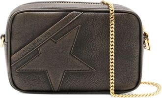 Golden Goose Womens Mini Star Bag In Distressed Dark-Brown Leather With Tone-On-Tone Star