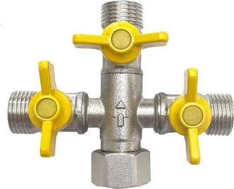 OEM Distribuidor De 3 V&iacute;as Con Forma De Cruz Y 3 V&aacute;lvulas De Bola Para Conectar 3 Dispositivos/conectores De 1/2