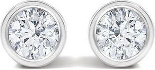 House of Brilliance 14K White Gold 1/2 Cttw Lab Grown Diamond Bezel Solitaire Stud Earrings at Nordstrom