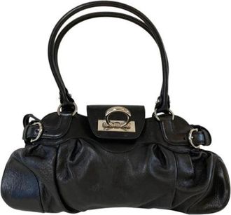 Ferragamo Pre-owned Marisa Leren Handtas - Dames - Vintage Handtas - Zwart - ONE Size - Leer - Vintage