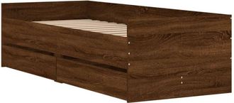 vidaXL Bed Frame without Mattress Brown Oak 75x190 cm Small Single Small Single Vidaxl