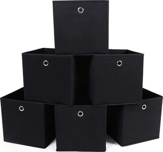No Brand Juego De 6 Cajas De Almacenamiento Plegables Con Orificio Para El Dedo, Color Negro, 30 X 30 X 30 Cm