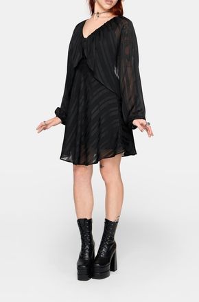 Disturbia Briella Chiffon Striped Midi Dress in Black at Nordstrom, Size 14