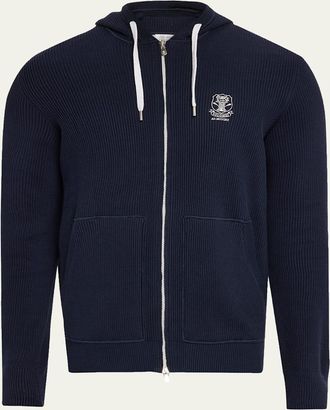Brunello Cucinelli Mens Logo Cotton Hoodie