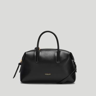 DeMellier The Small Stockholm in Black Fine Grain Leather Top handle bag