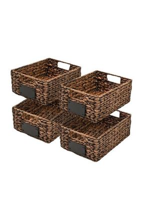 Happimess Lane Classic Farmhouse Handwoven Hyacinth Pantry Baskets with Chalkboard Labels and Handles, in Brown at Nordstrom