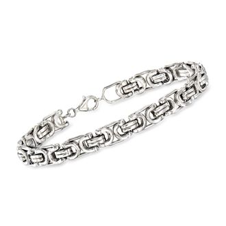 Ross-Simons Mens Sterling Silver Byzantine Box Link Bracelet