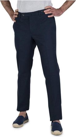 Pantaloni Torino Blauwe micro ruit broek - Heren - Nette broeken - Blauw - 3XL - Katoen - Broeken