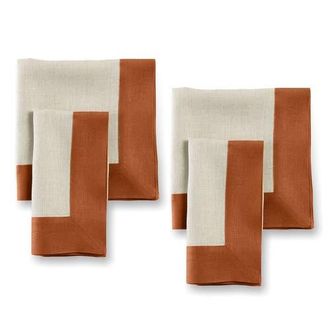 Solino Home Linen Dinner Napkins - Contempo, 20 x 20 in Cinnamon And Natural at Nordstrom, Size Large